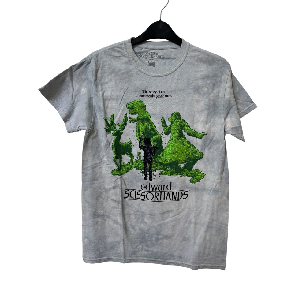 Cavity Colors Edward Scissorhands Tie Dye Graphic Tee Grey Green S Movie Shirt